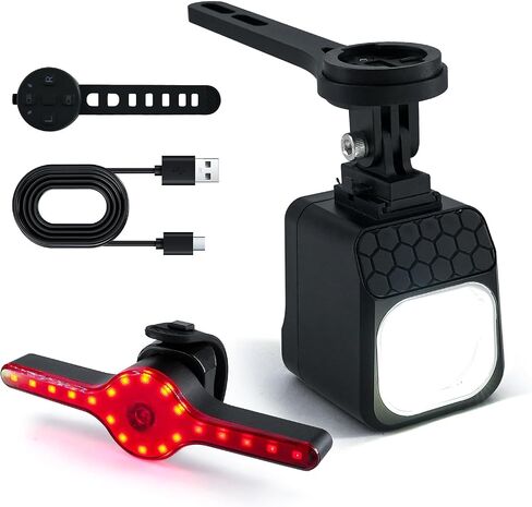 Masdio Bike Lights Front and Back, Bike Lights for Night Riding - Remote Control, 300m Beam Headlight & Brake Alert Taillight, IPX5, Type-C, for Mountain/Road Bikes in Saudi Arabia