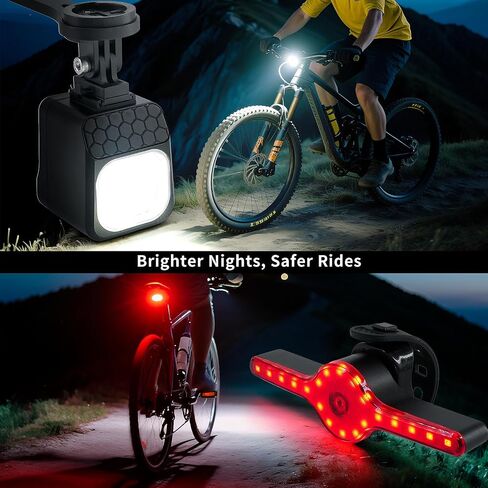 Masdio Bike Lights Front and Back, Bike Lights for Night Riding - Remote Control, 300m Beam Headlight & Brake Alert Taillight, IPX5, Type-C, for Mountain/Road Bikes in Saudi Arabia