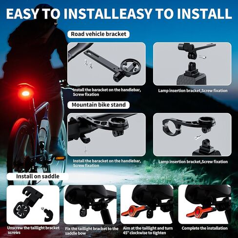 Masdio Bike Lights Front and Back, Bike Lights for Night Riding - Remote Control, 300m Beam Headlight & Brake Alert Taillight, IPX5, Type-C, for Mountain/Road Bikes in Saudi Arabia