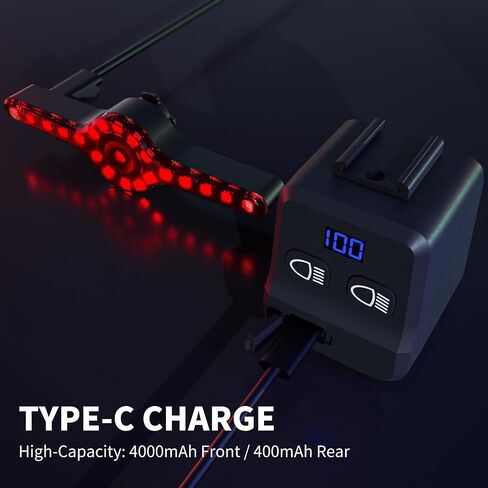 Masdio Bike Lights Front and Back, Bike Lights for Night Riding - Remote Control, 300m Beam Headlight & Brake Alert Taillight, IPX5, Type-C, for Mountain/Road Bikes in Saudi Arabia