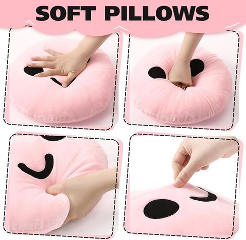 2 Pcs Smile Face Pillow Cute Round Decorative Pillow, Soft Plush Cushion Home Decor Floor Seating Cushion for Bedroom Living Room 13. 8''(Yellow) in Saudi Arabia