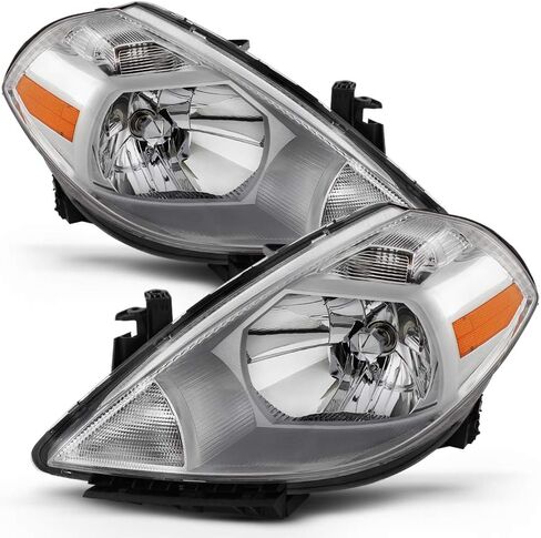 ACANII - For 2007 2008 2009 2010 2011 2012 Nissan Versa Chrome Headlights Headlamps Assembly Set Driver & Passenger Side in Saudi Arabia