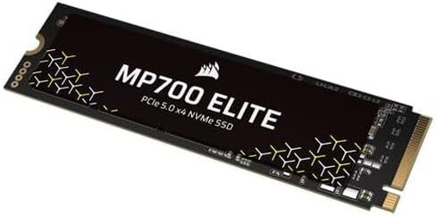 Corsair MP700 Elite 2TB PCIe 5.0 x4 NVMe M.2 SSD – Included Aluminum Heatsink – Up to 10,000MB/sec – High-Density 3D TLC NAND – M.2 2280 - DirectStorage Compatible – Black in Saudi Arabia