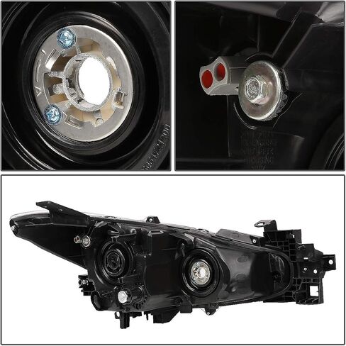 Auto Dynasty Projector Headlight Assembly Headlamps Replacement Compatible with Mazda 3 BM 2014 2015 2016, Driver and Passenger Side, Black Housing Clear Corner in Saudi Arabia