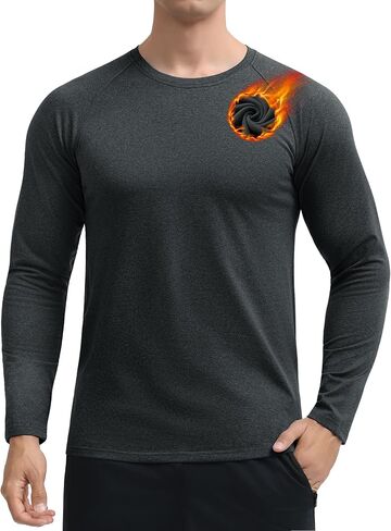 MAGCOMSEN Men's Thermal Long Sleeve Shirt Fleece Lined Base Layer Undershirt Atheltic Workout Top for Cold Weather in Saudi Arabia