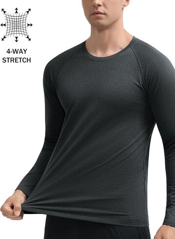 MAGCOMSEN Men's Thermal Long Sleeve Shirt Fleece Lined Base Layer Undershirt Atheltic Workout Top for Cold Weather in Saudi Arabia