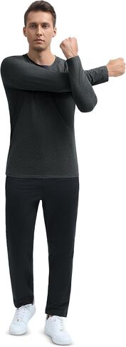 MAGCOMSEN Men's Thermal Long Sleeve Shirt Fleece Lined Base Layer Undershirt Atheltic Workout Top for Cold Weather in Saudi Arabia