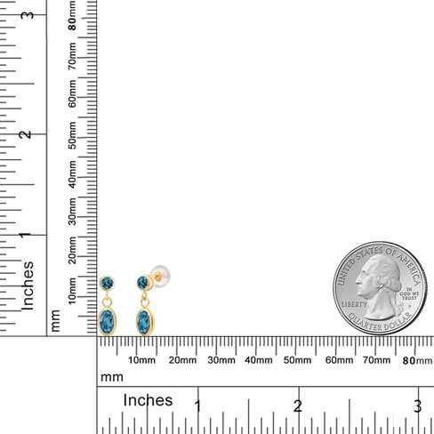 Gem Stone King 14K Yellow Gold London Blue Topaz Drop Dangle Earrings For Women (1.46 Cttw, Gemstone Birthstone, Oval 6X4MM, Round 3MM) in Saudi Arabia