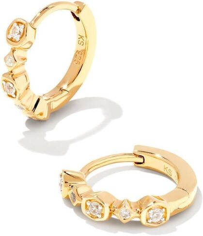 Kendra Scott Davie Trio Huggie Earrings in White Sapphire, Fine Jewelry for Women in Saudi Arabia