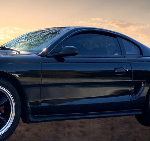 Window Visor Compatible with 1994-2004 Ford Mustang Coupe(Not Fits Convertible), Slim Style Dark Smoke 2PC Set Acrylic by IKON MOTORSPORTS, 1995 1996 1997 1998 1999 2000 2001 2002 2003 in Saudi Arabia
