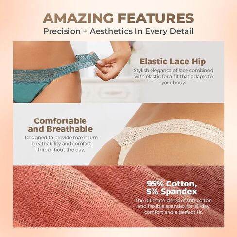 Sexy Period Underwear for Women, Anti-Odor Leak Proof Period Thongs, 4 Layer Postpartum Absorbent Panties Lace Bikinis in Kuwait