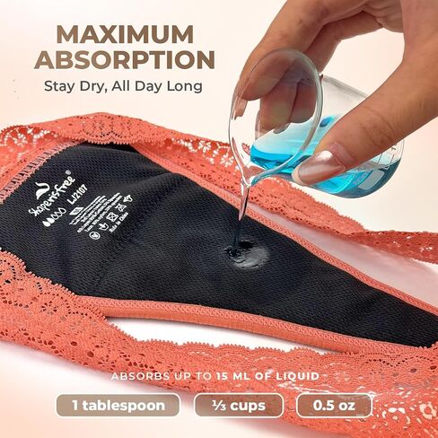 Sexy Period Underwear for Women, Anti-Odor Leak Proof Period Thongs, 4 Layer Postpartum Absorbent Panties Lace Bikinis in Kuwait