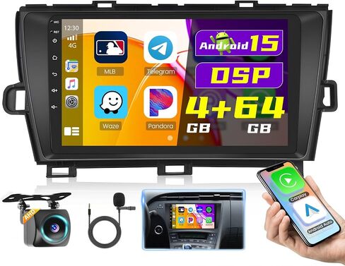 [2+64G] ستيريو سيارة Hikity Android 13 لسيارة Toyota Prius(W/JBL) 2010-2015 راديو مع Carplay Android Auto Mirror Link، شاشة لمس 9 بوصة GPS WiFi Bluetooth FM RDS MIC كاميرا احتياطية in Saudi Arabia