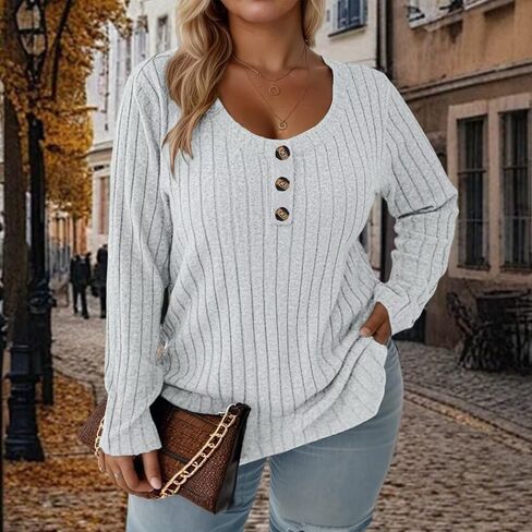 Womens Plus Size Sweatshirts Dressy Casual Buttton Down Long Sleeve Tops Blouses in Saudi Arabia