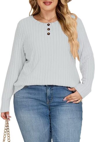 Womens Plus Size Sweatshirts Dressy Casual Buttton Down Long Sleeve Tops Blouses in Saudi Arabia
