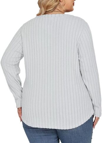 Womens Plus Size Sweatshirts Dressy Casual Buttton Down Long Sleeve Tops Blouses in Saudi Arabia