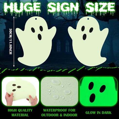 2 Pcs Halloween Ghost Glow in The Dark Decorations Spooky Ghost Hanging Decor for Halloween Outdoor Window Wall Door Garden Lawn Patio Stage Prop Yard Hanging Supplies in Saudi Arabia