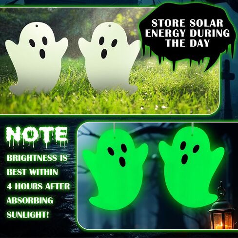 2 Pcs Halloween Ghost Glow in The Dark Decorations Spooky Ghost Hanging Decor for Halloween Outdoor Window Wall Door Garden Lawn Patio Stage Prop Yard Hanging Supplies in Saudi Arabia