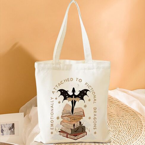 Book Graphic Canvas Bag for Women Casual Canvas Handbag for Work Beach Shopping in Saudi Arabia