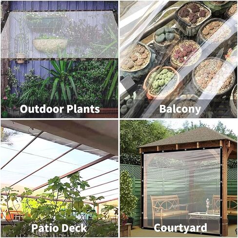 6x11 FT Clear Tarp Waterproof with Grommets,Heavy Duty PVC Vinyl Tarps Cover, Outdoor/Camping/Plant/Garden/Chicken Coop/Cat Litter, Customizable Size Greenhouses Tarp in Saudi Arabia
