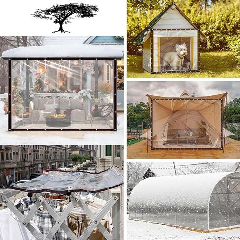 6x11 FT Clear Tarp Waterproof with Grommets,Heavy Duty PVC Vinyl Tarps Cover, Outdoor/Camping/Plant/Garden/Chicken Coop/Cat Litter, Customizable Size Greenhouses Tarp in Saudi Arabia