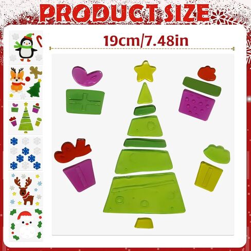 6Pcs Christmas Thick Gel Clings, Christmas Clings Window Stickers Supplies for Children Jelly Window Stickers, Cute Pumpkins Witch Bats Window Clings Easy to Paste Xmas Window Decors Supplies in Saudi Arabia
