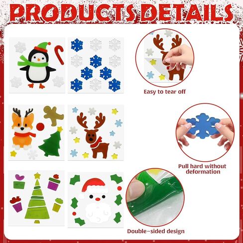 6Pcs Christmas Thick Gel Clings, Christmas Clings Window Stickers Supplies for Children Jelly Window Stickers, Cute Pumpkins Witch Bats Window Clings Easy to Paste Xmas Window Decors Supplies in Saudi Arabia