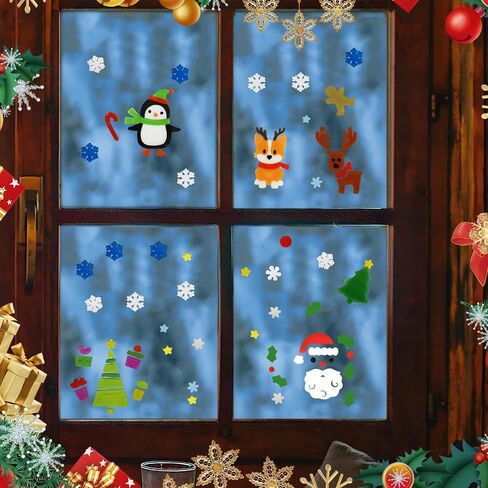 6Pcs Christmas Thick Gel Clings, Christmas Clings Window Stickers Supplies for Children Jelly Window Stickers, Cute Pumpkins Witch Bats Window Clings Easy to Paste Xmas Window Decors Supplies in Saudi Arabia