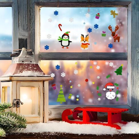 6Pcs Christmas Thick Gel Clings, Christmas Clings Window Stickers Supplies for Children Jelly Window Stickers, Cute Pumpkins Witch Bats Window Clings Easy to Paste Xmas Window Decors Supplies in Saudi Arabia