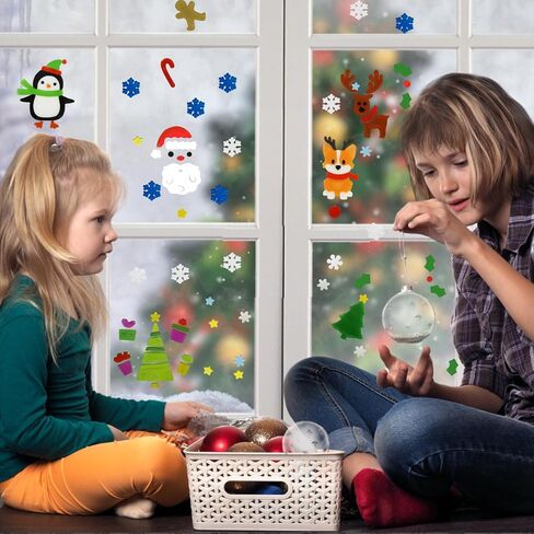 6Pcs Christmas Thick Gel Clings, Christmas Clings Window Stickers Supplies for Children Jelly Window Stickers, Cute Pumpkins Witch Bats Window Clings Easy to Paste Xmas Window Decors Supplies in Saudi Arabia
