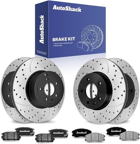 وسادات فرامل سيراميك أمامية وخلفية محفورة ومشقوقة من AutoShack | بديل لسيارة شيفروليه اكوينوكس كابتيفا سبورت ساتورن فيو بونتياك تورنت | المغلفة الإلكترونية | طقم فرامل 12 قطعة | ShadowGuard in Saudi Arabia