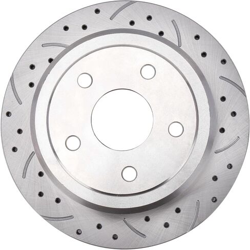 Rear Drilled and Slotted Brake Pads and Rotors Kit Ceramic Automotive Replacement Brake Kits 12.44 Inch Compatible for Jeep Wrangler 2007-2018 (16 Pcs) in Saudi Arabia