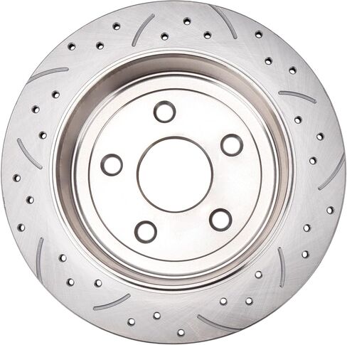 Rear Drilled and Slotted Brake Pads and Rotors Kit Ceramic Automotive Replacement Brake Kits 12.44 Inch Compatible for Jeep Wrangler 2007-2018 (16 Pcs) in Saudi Arabia