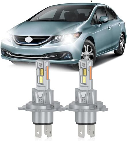 متوافق مع مصابيح الإضاءة Honda Civic 1992-2003، مجموعة مصابيح إضاءة عالية منخفضة الشعاع H4، 6000K أبيض بارد، سطوع 20000LM 800%، التوصيل والتشغيل، حزمة من 2 in Saudi Arabia