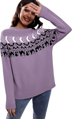 هالوين اليقطين سترة المرأة الخريف طويلة الأكمام متماسكة البلوزات القط ليف البلوز القمم Crewneck ملابس غير رسمية in Kuwait