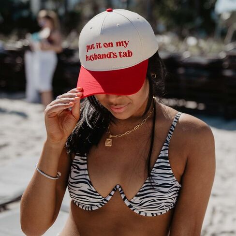 Put It On My Husband's Tab Funny Trucker Hats Women Vintage Adjustable Baseball Cap Embroidery Fashion Trucker Hat in Saudi Arabia