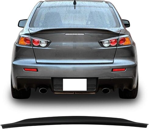 IKON MOTORSPORTS, Trunk Spoiler Compatible with 2008-2017 Mitsubishi Lancer Sedan 4-Door (EVO X), RS Style Unpainted Black ABS Plastic Rear Trunk Lid Spoiler Wing Lip in Saudi Arabia