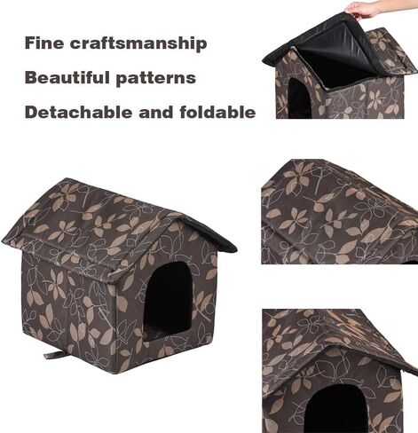 Winter Outdoor Heated Cat House, Sturdy Indoor and Outdoor Cat House with Heating Mat, Waterproof, Insulated, Weather Resistant Outdoor Wildcat House, Outdoor Stray Cat Shelter (Brown) in Saudi Arabia