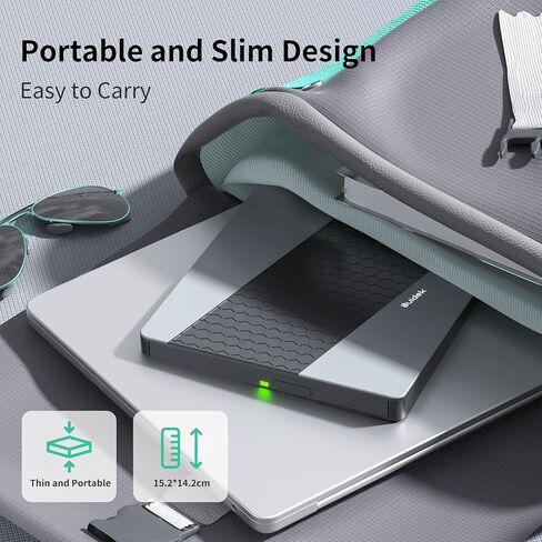 External CD DVD Drive, Ultra Slim Portable CD Player for Laptop CD DVD +/-RW Burner with SD Card Reader USB 3.0 Type C Hub Compatible with Laptop PC Windows Linux in Kuwait