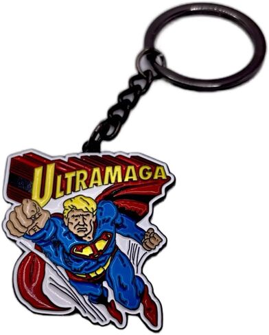 Donald Trump President MAGA Metal Ceramic superhero Keychain for Bags, Keys, and Backpacks - Durable and Hilariously Funny Unique Design in Saudi Arabia
