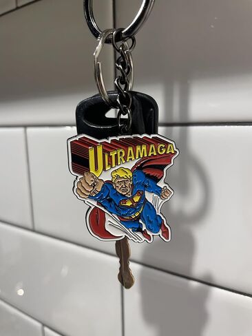 Donald Trump President MAGA Metal Ceramic superhero Keychain for Bags, Keys, and Backpacks - Durable and Hilariously Funny Unique Design in Saudi Arabia