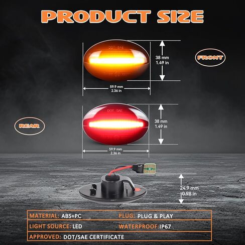 ضوء علامة جانبية LED متوافق مع 1999-2010 Ford F350 F450 F550 Super Duty، مجموعة مصابيح علامة جانبية للسرير المزدوج الخلفي، عدسات كهرمانية/حمراء مدخنة 4 قطع in Kuwait