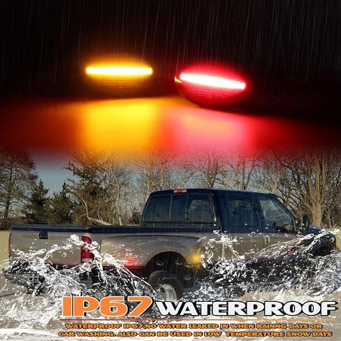 ضوء علامة جانبية LED متوافق مع 1999-2010 Ford F350 F450 F550 Super Duty، مجموعة مصابيح علامة جانبية للسرير المزدوج الخلفي، عدسات كهرمانية/حمراء مدخنة 4 قطع in Kuwait