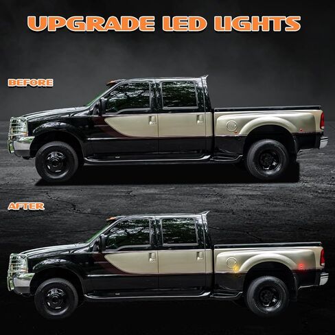 ضوء علامة جانبية LED متوافق مع 1999-2010 Ford F350 F450 F550 Super Duty، مجموعة مصابيح علامة جانبية للسرير المزدوج الخلفي، عدسات كهرمانية/حمراء مدخنة 4 قطع in Kuwait