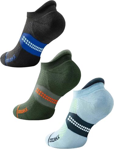 Coolmax Bamboo Viscose Compression Tab Running No Show Socks Men Moisture Wicking Cushioned Anti-Blister in Kuwait