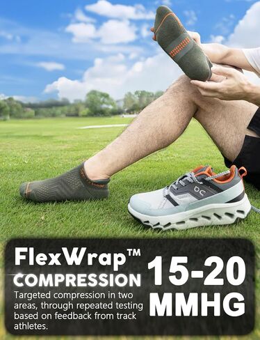 Coolmax Bamboo Viscose Compression Tab Running No Show Socks Men Moisture Wicking Cushioned Anti-Blister in Kuwait