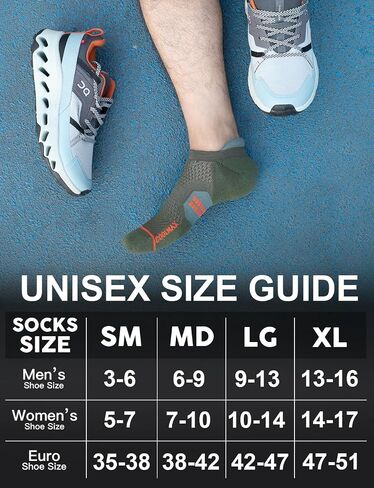 Coolmax Bamboo Viscose Compression Tab Running No Show Socks Men Moisture Wicking Cushioned Anti-Blister in Kuwait