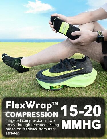 Coolmax Bamboo Viscose Compression Tab Running No Show Socks Men Moisture Wicking Cushioned Anti-Blister in Kuwait