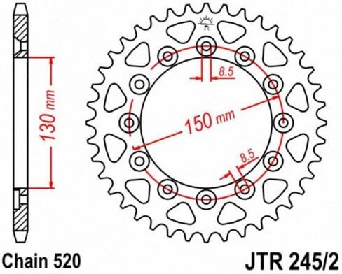 JT Sprockets JTR245 / 2.53 53T ضرس خلفي فولاذي in Saudi Arabia
