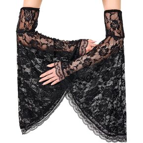 American Trends 1 Pair Womens Lace Bell Sleeves Gothic Witch Lace Mesh Arm Sleeve Vampire Accessory in Saudi Arabia
